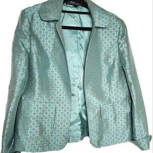 Vintage oversized jacket designer pure silk soft green size 12 Allard + Tracy